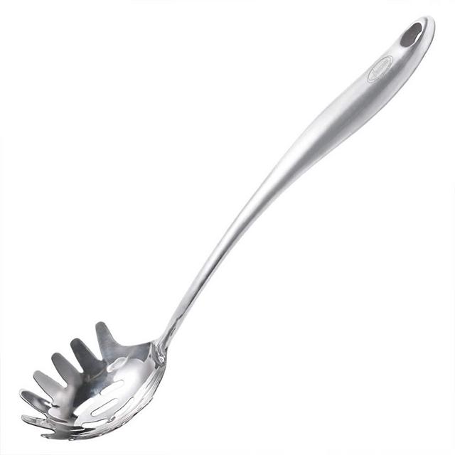 Newness Spaghetti Server, 304 Stainless Steel Professional Pasta Server Spoon with Ergonomic Vacuum Insulated Handle, Integral Forming Kitchen Tools Noodles Pasta Fork for Cooking Use, 14.8 Inches