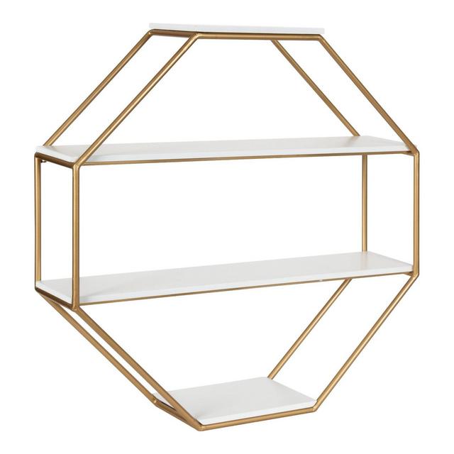 24" x 24" Lintz Octagon Floating Wall Shelves White - Kate & Laurel All Things Decor