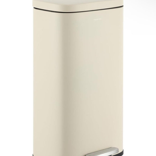 happimess HPM1011I Curtis 8-Gallon Step-Open Trash Can, Fingerprint Resistant, Modern, Minimalistic for Home, Kitchen, Laundry Room, Office, Bedroom, Bathroom, Limestone Beige