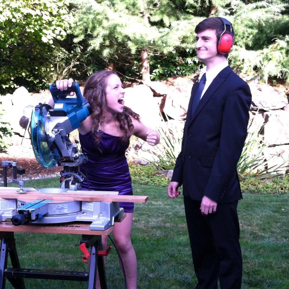 Typical Zach and Sarah pose, homecoming Fall 2013