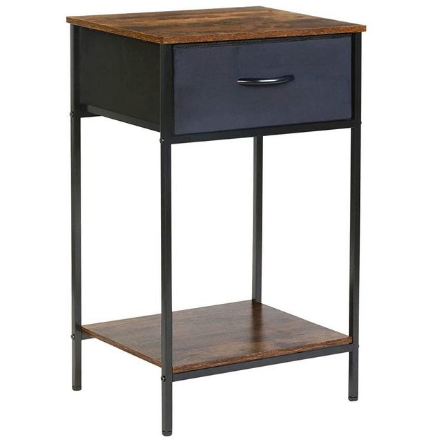 Kamiler Industrial Side Table, End Table Nightstand with Drawer Storage, Telephone Table, Bedside Sofa Table, Wooden Shelf for Living Room/Entryway/Hallway/Kitchen