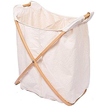 BirdRock Home Double Butterfly Bamboo Hamper | Made of Natural Bamboo | Includes Machine Washable Cotton Canvas Liner | Lightweight for Easy Transportation
