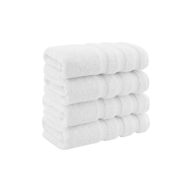 American Soft Linen 4 Pack Hand Towel Set, 100% Cotton, 16 inch by 28 inch, Hand Face Towels for Bathroom, Bright White