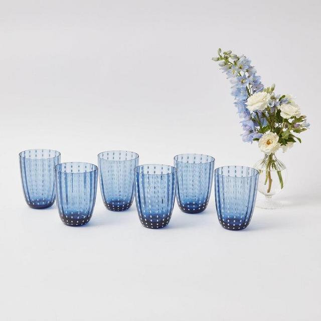 Mrs. Alice Blue Speckle Water Glasses (Set of 6)