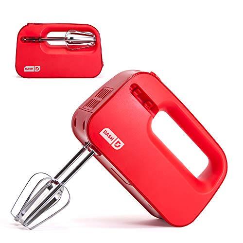 Dash SHM01DSRD Smart Store Compact Hand Mixer Electric for for Whipping + Mixing Cookies, Brownies, Cakes, Dough, Batters, Meringues & More, 3 Speed, Red