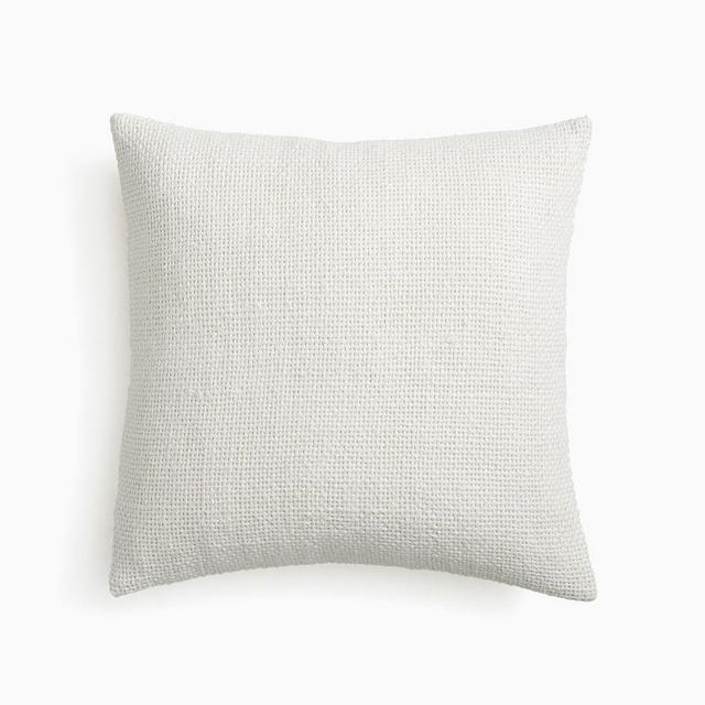 Two Tone Chunky Linen Pillow Cover, 20"x20", White