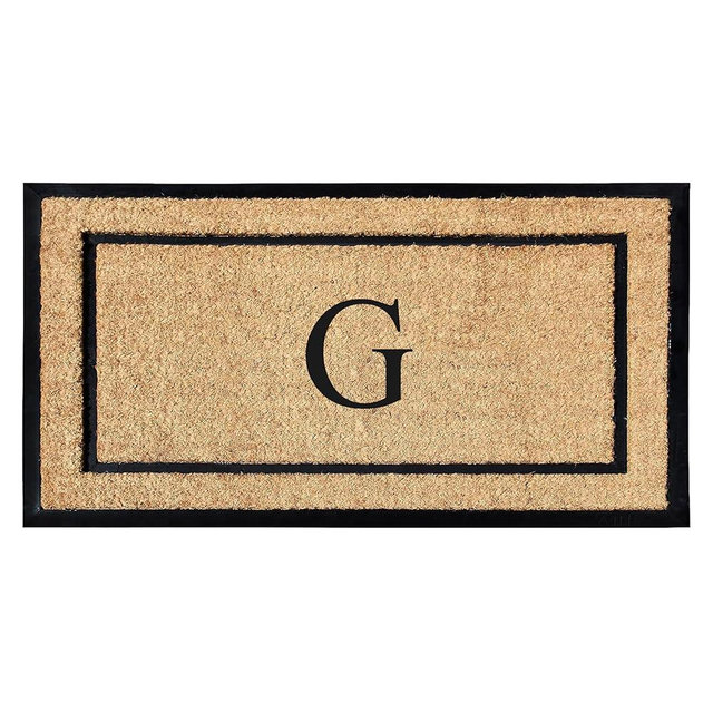 A1HC Natural Coir & Rubber Large Monogrammed Doormat, Thick Durable Entry Mats for Entrance Heavy Duty, Thin Profile, Long Lasting Front Door Mat - 24"x48"