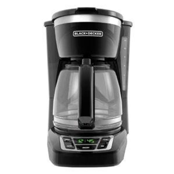 BLACK+DECKER 12-Cup Digital Coffee Maker, Programmable, Washable Basket Filter, Sneak-A-Cup, Auto Brew, Water Window, Keep Hot Plate, Black