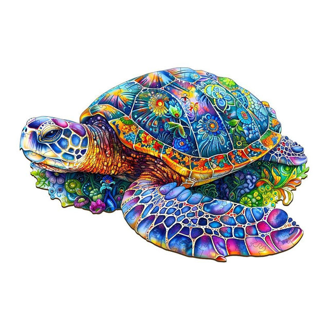 Wooden Turtle Puzzles - Unique Shaped Wooden Jigsaw Puzzles for Adults and Kids - Fantasy Turtle Wooden Puzzles - Christmas Birthday Gifts for Adults Kids - Puzzle Toys - 160pcs