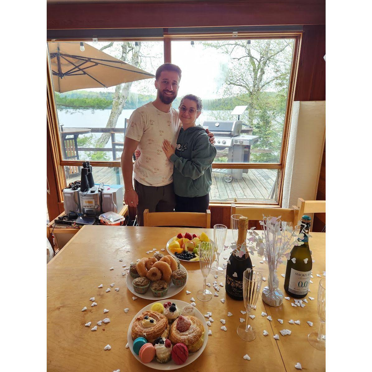 Celebrating our engagement at the cottage