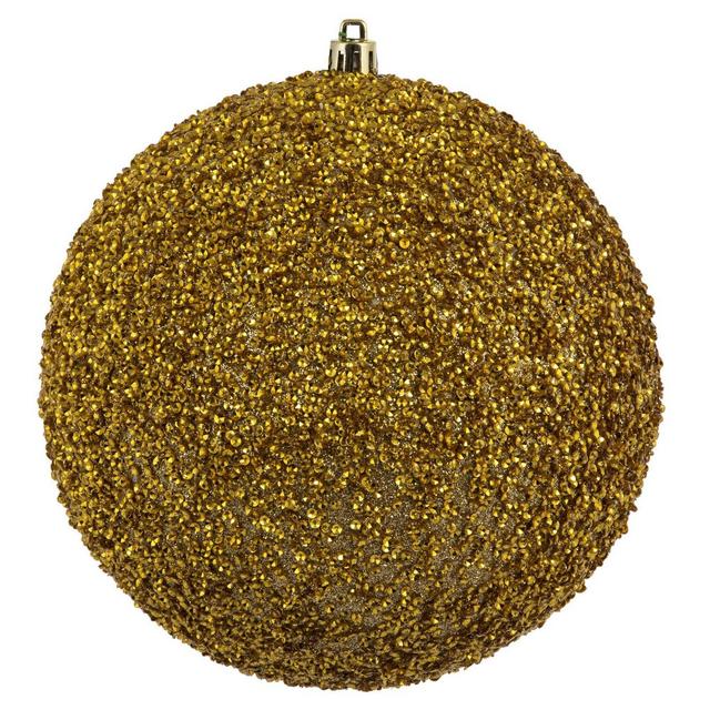 4ct Vickerman 6" Beaded Ball Ornament Gold