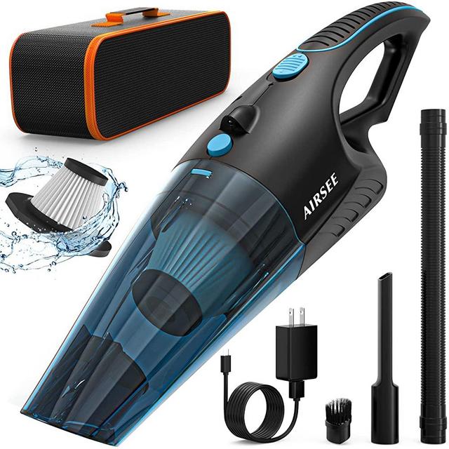 AIRSEE Handheld Vacuum Cordless, 14 KPA Powerful Rechargeable Vacuum with 2-Speed Strong Suction Wet & Dry Use, Quick Charge Hand Vacuum Cleaner, Portable Mini Vacuum for Car, Home & Office
