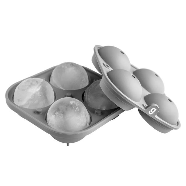 glacio Large Sphere Ice Mold Tray - Whiskey Ice Sphere Maker - Makes 2.5 Inch Ice Balls (Gray)
