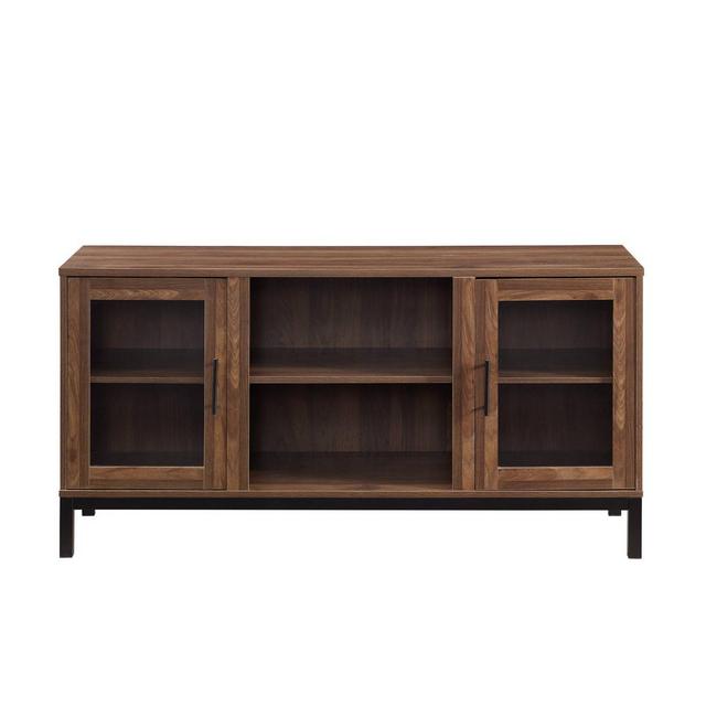 Modern Silver Leg 6 Cord Port TV Stand for TVs up to 58" Dark Walnut - Saracina Home