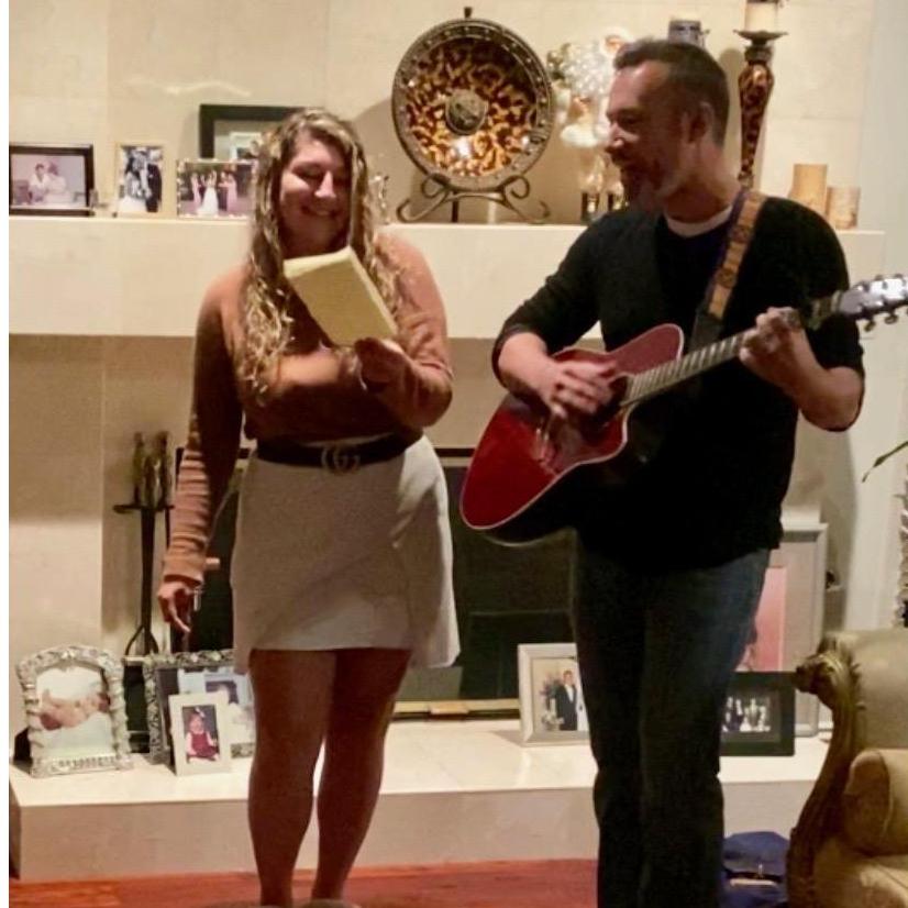 Singing the first song we wrote together!