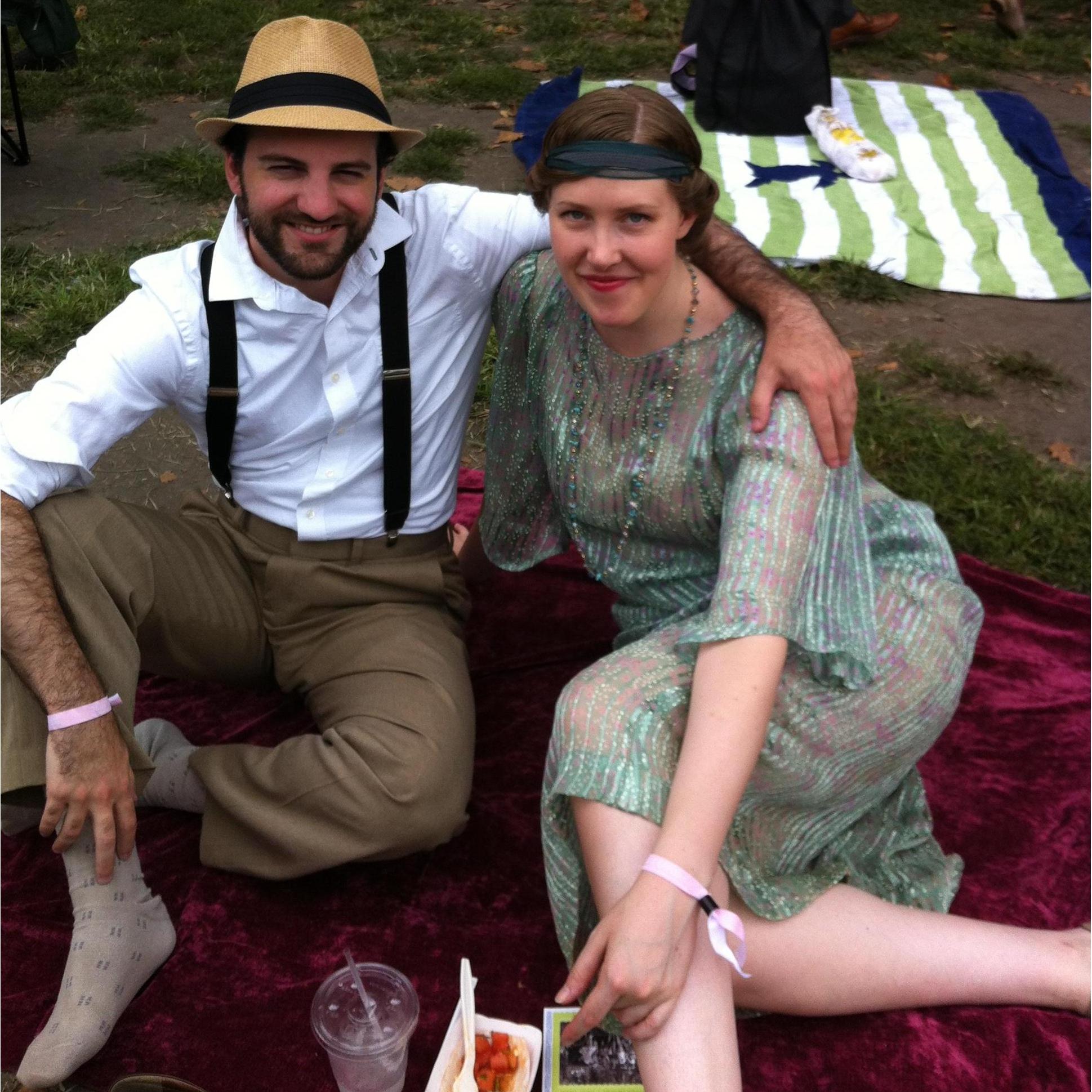 Picnicking at the Jazz Age Lawn Party on Governors Island about a month after we started dating