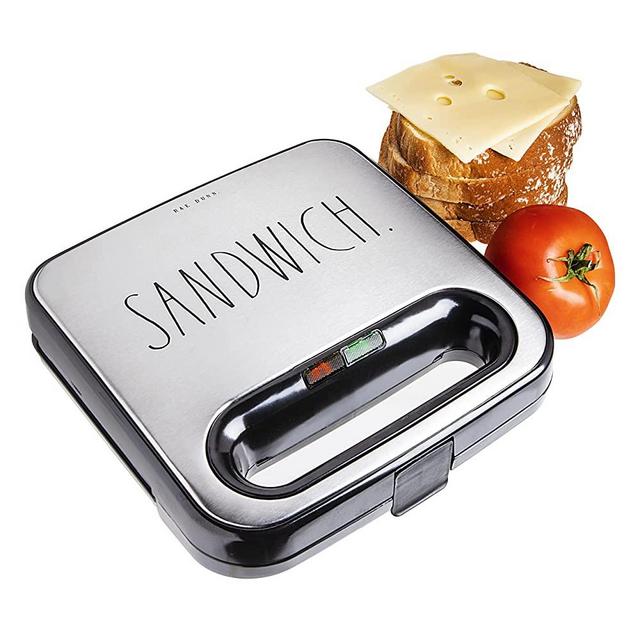 Rae Dunn Electric Sandwich Maker, Press for Sandwiches, French Toasts, Omelets, Paninis, and More, Portable, Non-Stick, Grill Makes Two Sandwiches in Minutes
