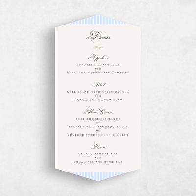 Blue Diamond Wedding Menu - Dinard
