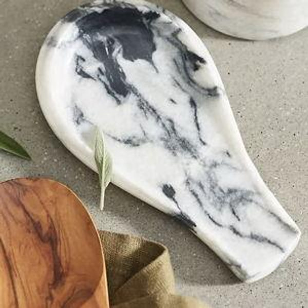 Smoky White Marble Spoon Rest