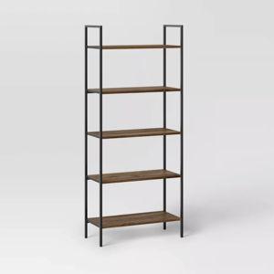 72" Loring 5 Shelf Ladder Bookshelf Walnut - Threshold™: Metal Frame, Open Back Design, Fixed Shelves