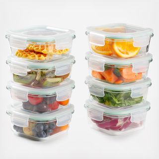16-Piece Square Glass Storage Container Set with Silicone Lid