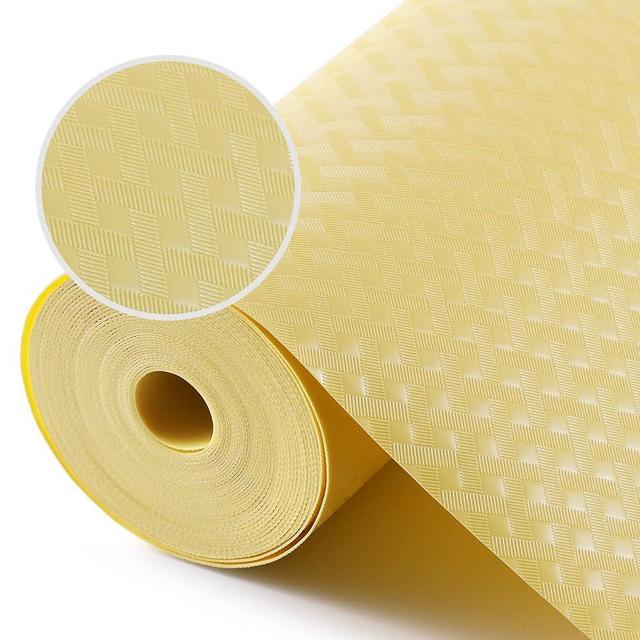 Shelf Liners for Kitchen Cabinets Refrigerator Liners Waterproof & Oil-Proof Kitchen Cupboard Liner Non Adhesive Drawer Mats Cabinet Liners for Shelves -Yellow Beige 11.8 x 59 Inches