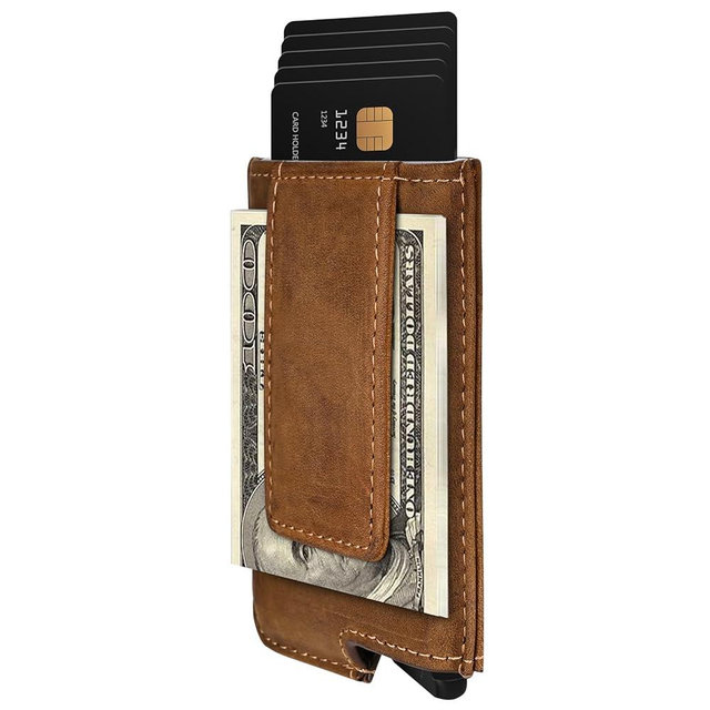 Dinghao RFID Blocking Slim Money Clip Aluminum Wallet Automatic Pop-up Card Case