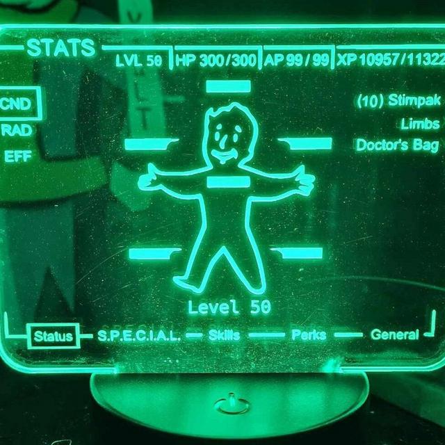 Fallout Pipboy Stat Screen. Customizable, LED Acrylic Light, Fallout Light, Pipboy, Video Game Light, Custom, Custom Light, Fallout Gift