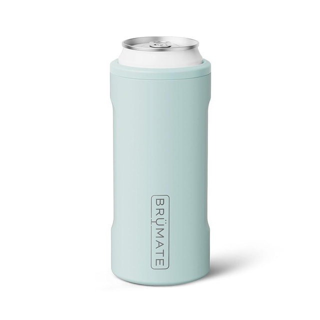 BrüMate Hopsulator Slim Can Cooler Insulated for 12oz Slim Cans | Skinny Can Insulated Stainless Steel Drink Holder for Hard Seltzer, Beer, Soda, and Energy Drinks (Blue Agave)