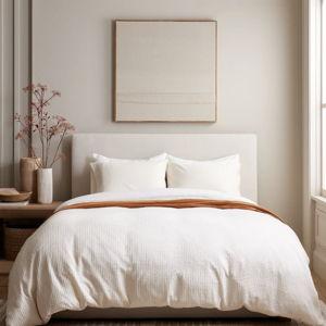 Organic Luxe Honeycomb Duvet Cover Set - Undyed, King/Cal King