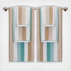 Caro Home Dana Stripe Towel Collection - Blue/Beige/White - Hand Towel