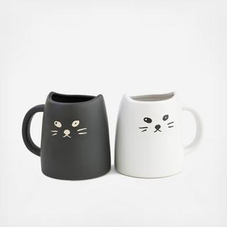 Black & White Cat 2-Piece Mug Set