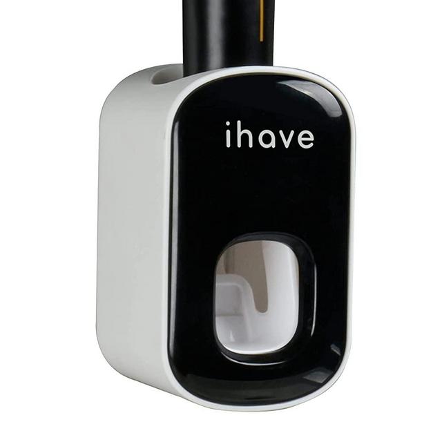 iHave Toothpaste Dispenser Wall Mount for Bathroom Automatic Toothpaste Squeezer (Black)