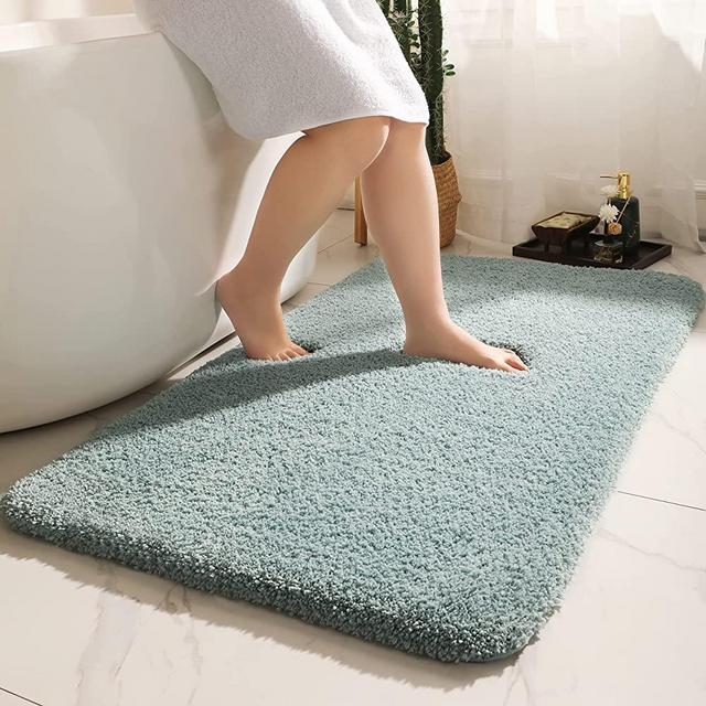 YIHOUSE Thick Microfiber Bathroom Rug Soft Bath Mat for Bathroom Machine Washable Non Slip Absorbent Shower Carpet Rug 24" X 48" Teal