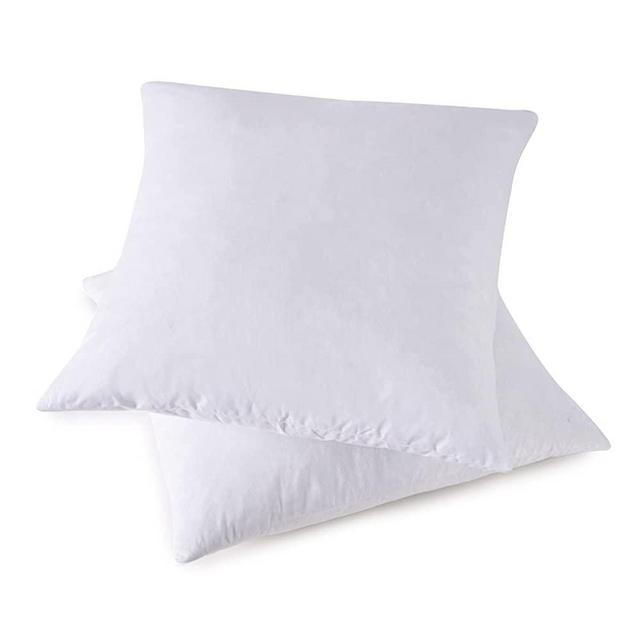 HOMESJUN Throw Pillow Inserts, Set of 2 Down Feather Pillows Inserts Bed and Couch Pillows 100% Cotton Cover, 18x18 Inches