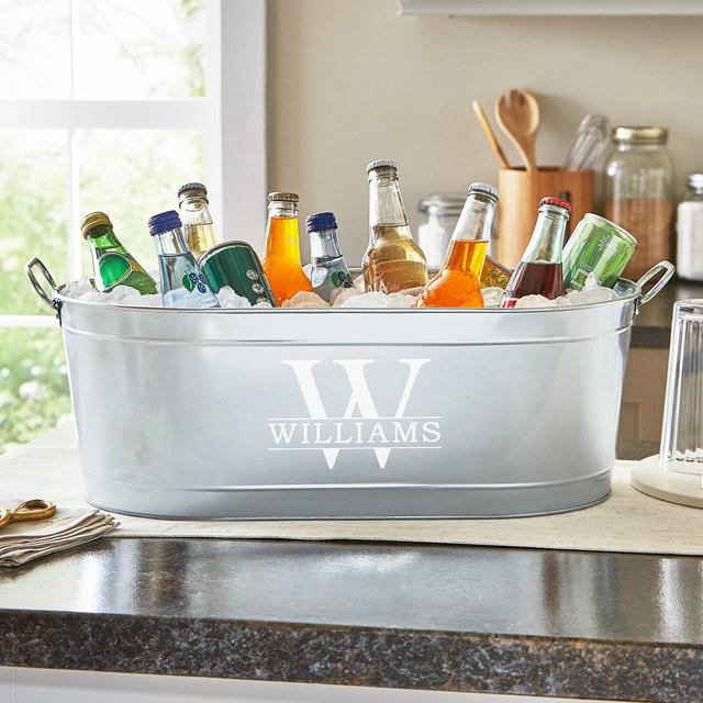 Personalized Name & Initial Beverage Tub - Galvanized Drink Tub – For BBQ - For Grilling - Backyard Party - Available With Or Without Stand
