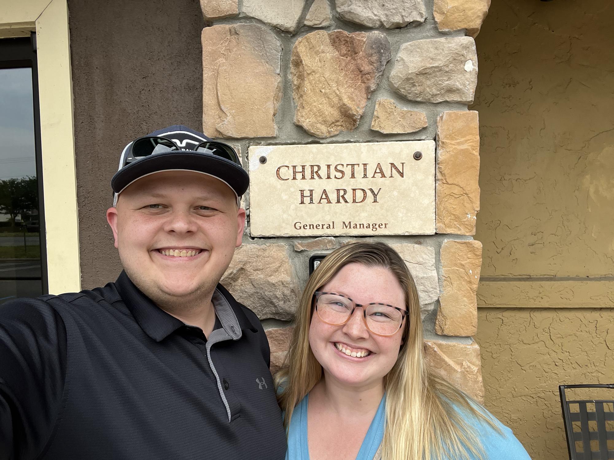 Christian became a GM! He got his name on the building. 🥰