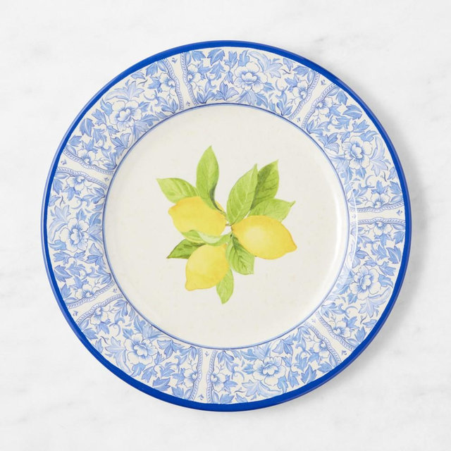 Lemon Outdoor Melamine Dinner Plates, Set of 8