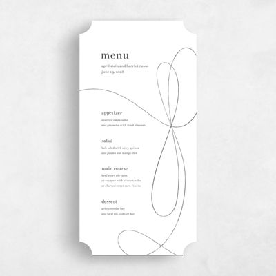 White Ticket Wedding Menu - Powell