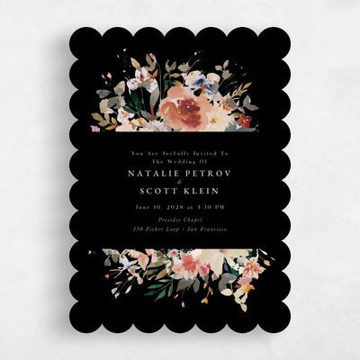 Black Scalloped Wedding Invitation - Fenella Classic