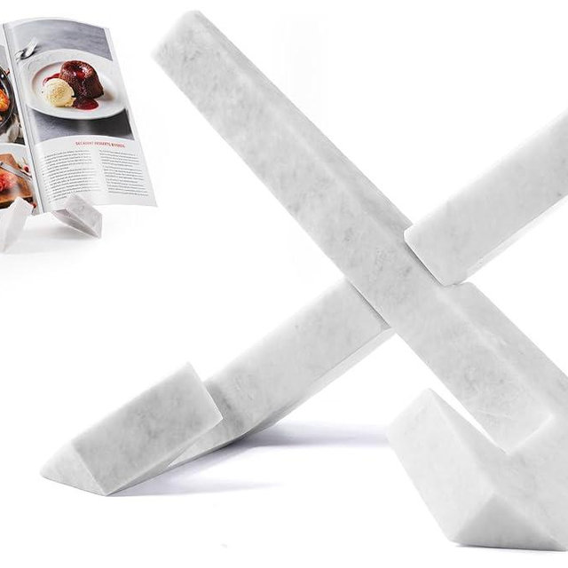 SPESHSTONES Marble Cookbook Stand for Kitchen Counter 8 Inch White Recipe Book Holder Stand, Kitchen Book Stand, Cooking Book Stand, Tablet Stand for Kitchen, Recipe Holder Farmhouse Decor