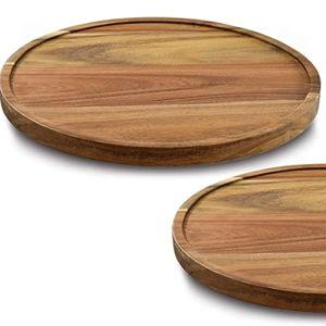 13" Acacia Wood Lazy Susan Organizer Kitchen Turntable for Cabinet Pantry Table Organization