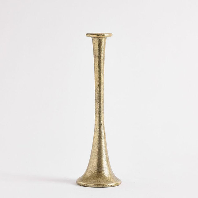 Trumpet Taper Candle Holder, Brass, Large