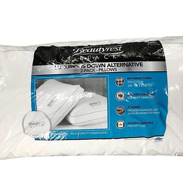 BeautyRest Black Luxurious Down Alternative Pillows 400 Thread King - 2 Pack