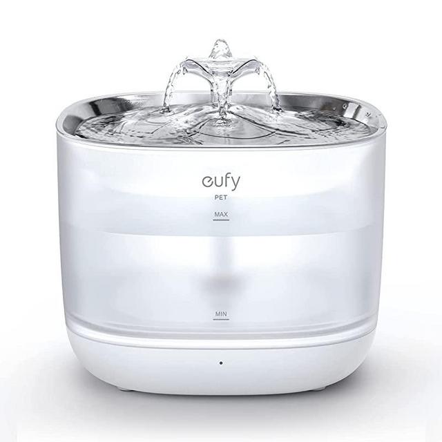 eufy Pet Water Fountain, Safe-Sip Pump Wireless Cat Water Fountain for Small Dogs and Cats, Dishwasher Safe Stainless Steel Cat Water Fountain, 3L Capacity, BPA-Free, Ultra-Quite, Easy to Clean