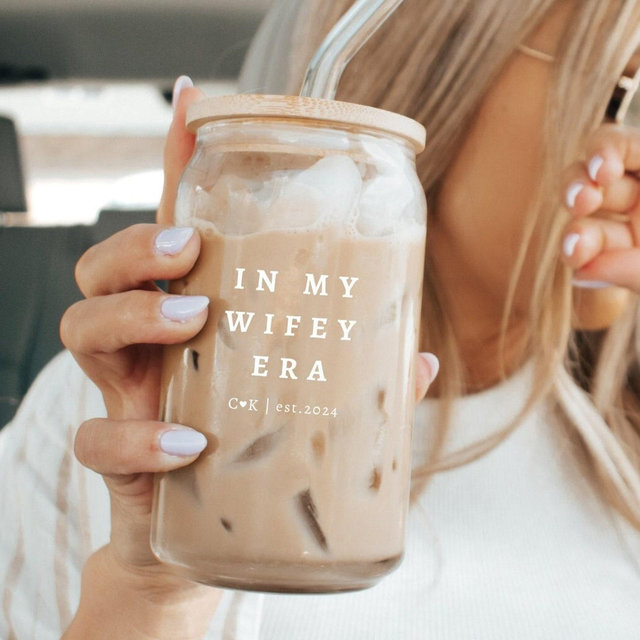 Minimalistic In My Wifey / Wife Era with Custom Initials, Custom Bride Coffee Mug, Bridal Shower Gift Idea, Bride to Be Present, Wife to Be