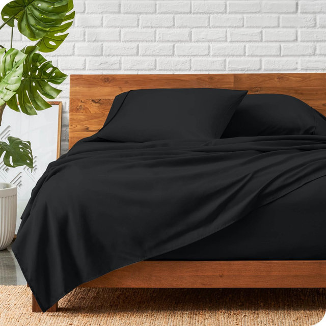 King Black 4 Piece Ultra-Soft Double Brushed Sheet Set by Bare Home
