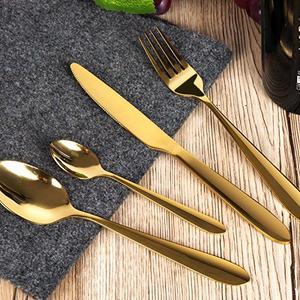 ROSE CREATE 24-Piece Gold Stainless Steel Cutlery Set, Dinner Serving Tableware Golden Flatware Set / Eating Utensils - 12 Spoons, 6 Forks, 6 Knives( 24 pcs Gold Knives and Forks, 6 Sets)