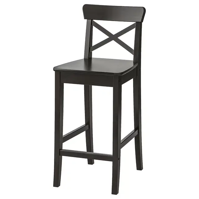 INGOLFBar stool with backrest, brown-black24 3/4 "