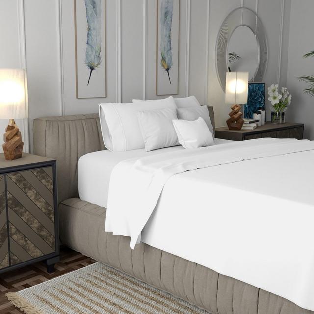 King 600 Thread Count Cotton Sateen Sheet Set White - Aireolux